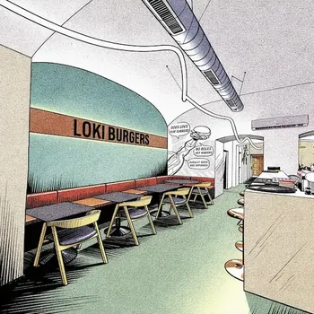 Loki Burgers – interior with wall mural